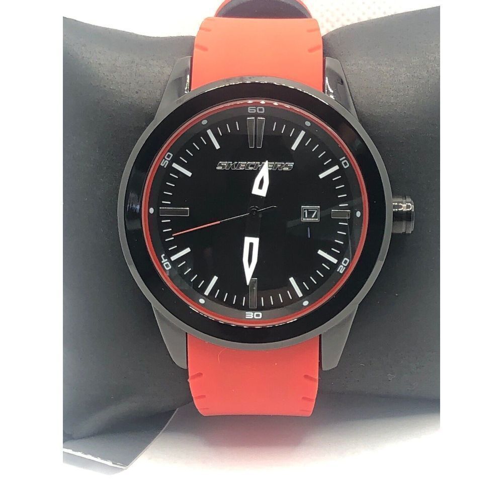 Skechers SR5005 Men's Red Silicone Analog Black Dial Quartz Genuine Watch OP152